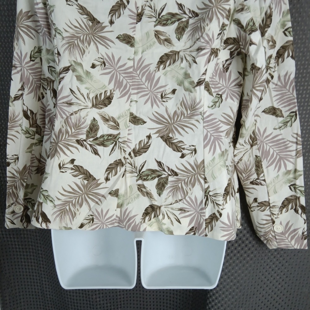 Solitaire Women's Tropical Leaf Print Linen Blend Blazer Jacket Size L - Picture 7 of 15